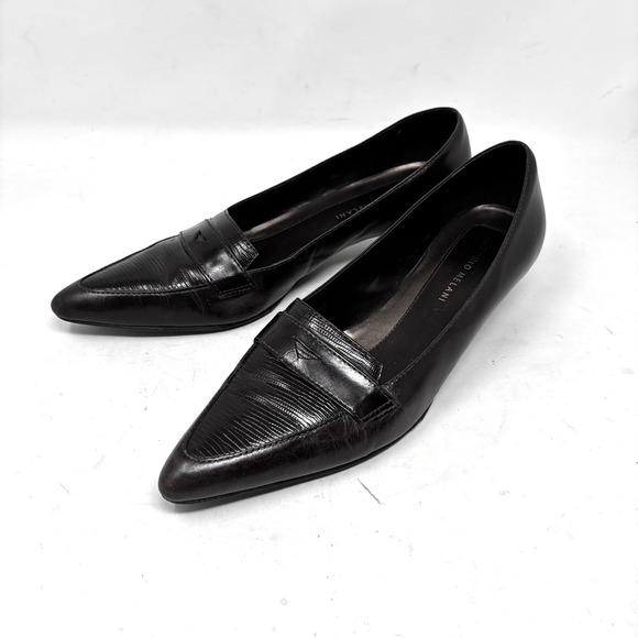 Antonio Melani Kitten Heel Pumps Womens Size 9.5 Pointed Toe Leather‎ Brown - Picture 1 of 9